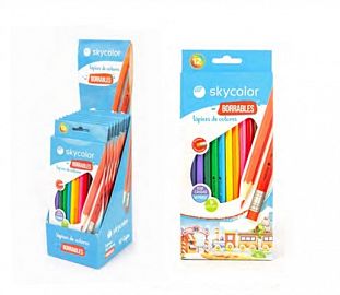 LAPIZ DE COLOR SKYCOLOR BORRABLE CJ X12